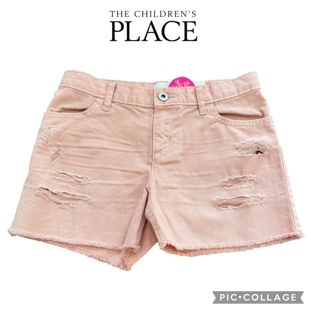 The Children”s Place girls pink destroyed shorts raw hem size 10 NWT